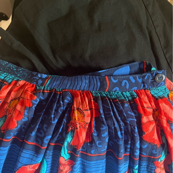 100% silk vintage 2 piece set - wide leg culottes w pockets & short sleeve top - Picture 13 of 15